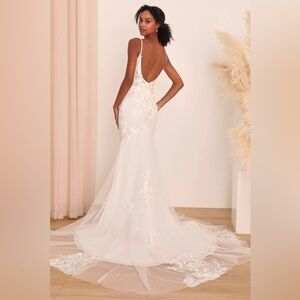 NWOT Lulu’s Bridal Everlasting Affection Lace Backless Mermaid Wedding Dress